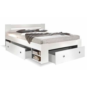 Zvýšená postel s úložným prostorem NEPOLI 160x200, bílá