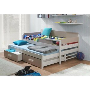 Dětská postel s přistýlkou a úložným prostorem DORIS, masiv borovice