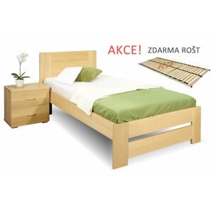 Dřevná postel s roštem Jirka, 80x200, 90x200, masiv buk