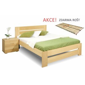 Dřevěná postel s roštem Berni, 120x200, 140x200, masiv buk