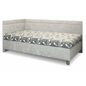 Rohová čalouněná postel s úložným prostorem Sára, 110x200 cm