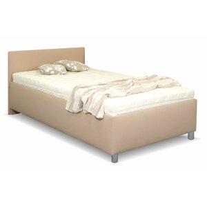 Zvýšená čalouněná postel s úložným prostorem Lyoneta, 120x200, světle hnědá