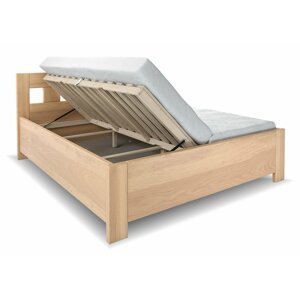Vysoká dřevěná buková postel s úložným prostorem ERIKA, rošty v ceně