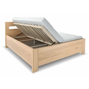 Vysoká dřevěná buková postel s úložným prostorem ROMANA, rošty v ceně