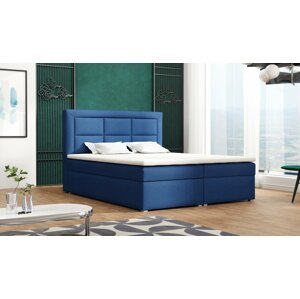 Americká postel boxspring CS34012, s matrací a úložným prostorem, granátově modrá, 180x200 cm