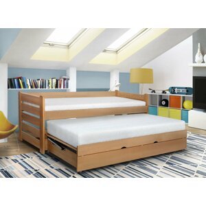 Rozkládací postel s úložným prostorem Doublemax 90x200, masiv buk