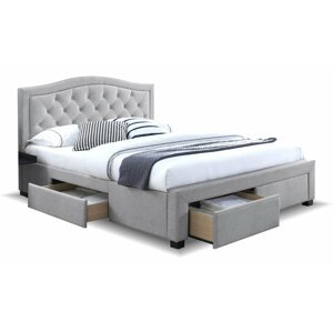 Čalouněná postel CS11012 s úložným prostorem, šedá látka, 160x200 cm