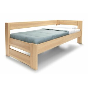 Rohová zvýšená postel jednolůžko ELA - PRAVÁ, 140x200 cm, masiv buk