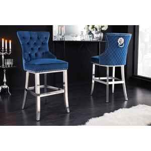 LuxD Designová barová židle Queen Lví hlava královská modrá