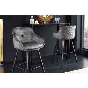 LuxD Designová barová židle Natasha šedý samet - Skladem