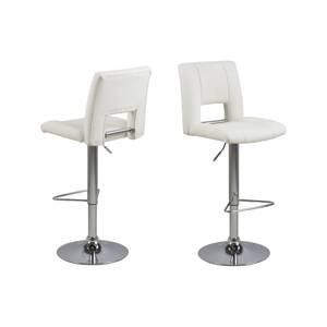 Dkton Designová barová židle Nerine bílá a chromová-ekokůže