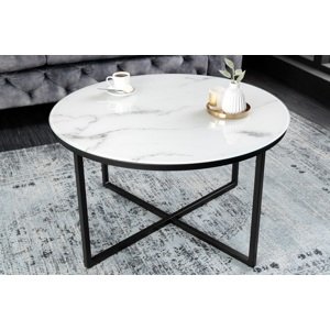 LuxD Designový konferenční stolek Latrisha 80 cm bílý - vzor mramor - Skladem