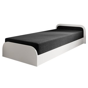 Postel s matrací ORAYA levá, bílá/černá, 80x190 cm