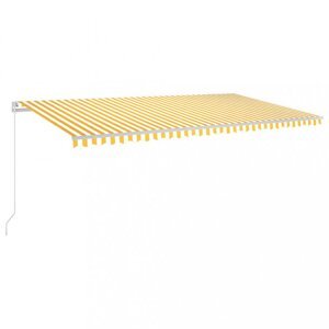 Ručně zatahovací markýza s LED světlem 600x350 cm Dekorhome Bílá / žlutá