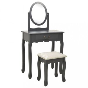 Toaletní stolek s taburetem Dekorhome Šedá
