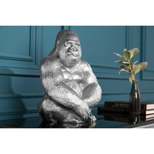 Dekorační socha gorila ZHAM Dekorhome Stříbrná