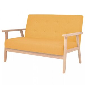 Dvoumístná sedačka textil / dřevo Dekorhome Žlutá