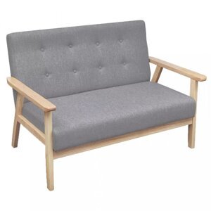 Dvoumístná sedačka textil / dřevo Dekorhome Světle šedá