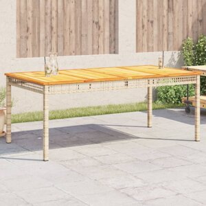Zahradní stůl béžový 180 x 90 x 75 cm polyratan akáciové dřevo